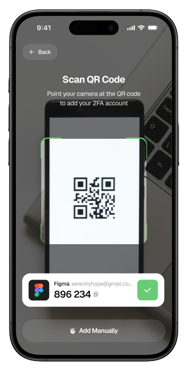 Scan QR code screen